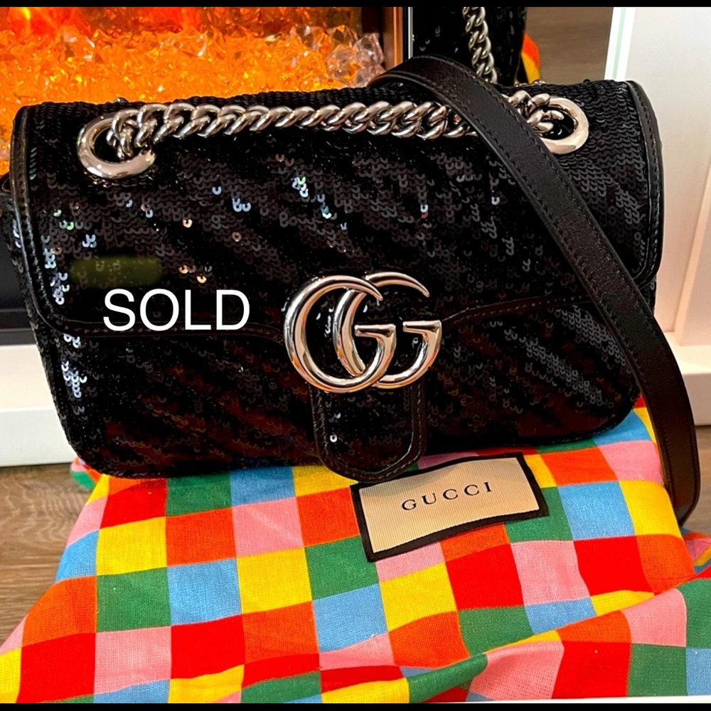 Gucci Black Sequin Mini Marmont